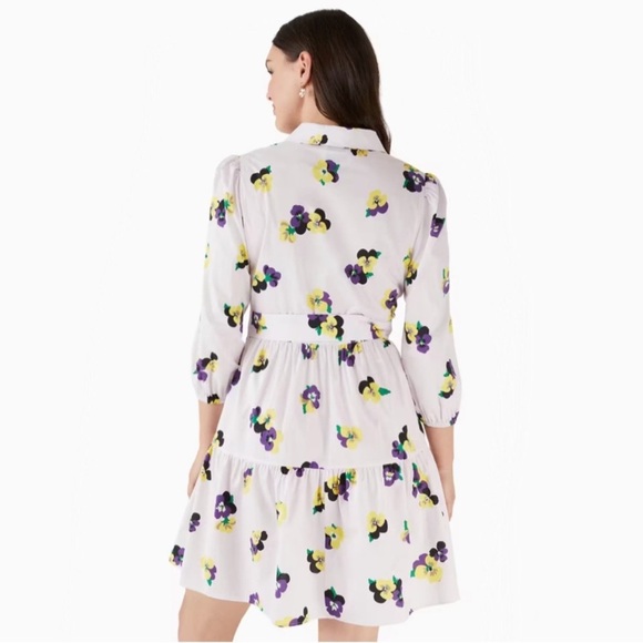 ♠️Kate Spade Pansy Toss Floral Printed Tie Waist Shirtdress NWT Large - Picture 2 of 5